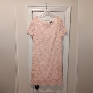 JAX Peach Eyelet lace Shift dress size 14